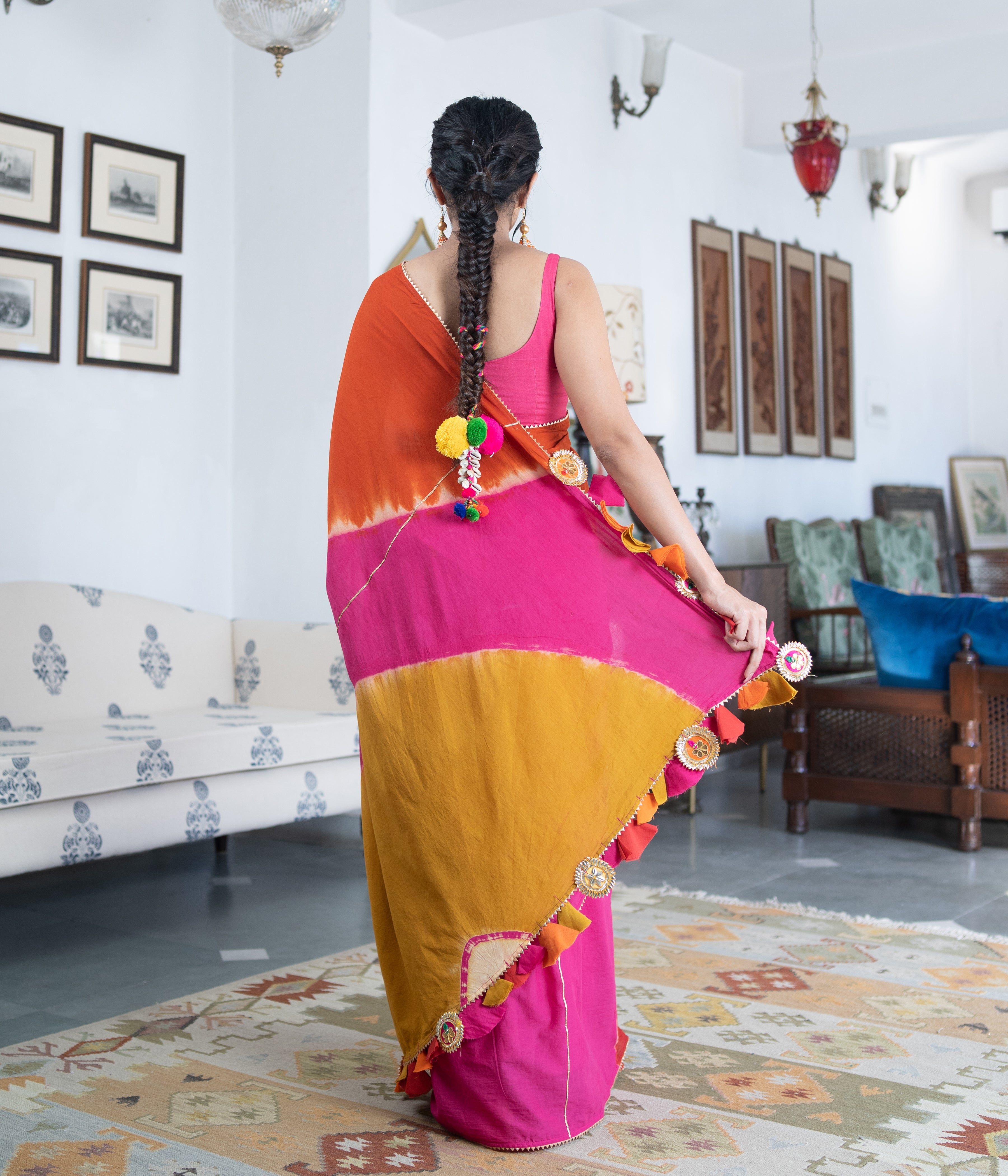 Magenta Crystals Saree -