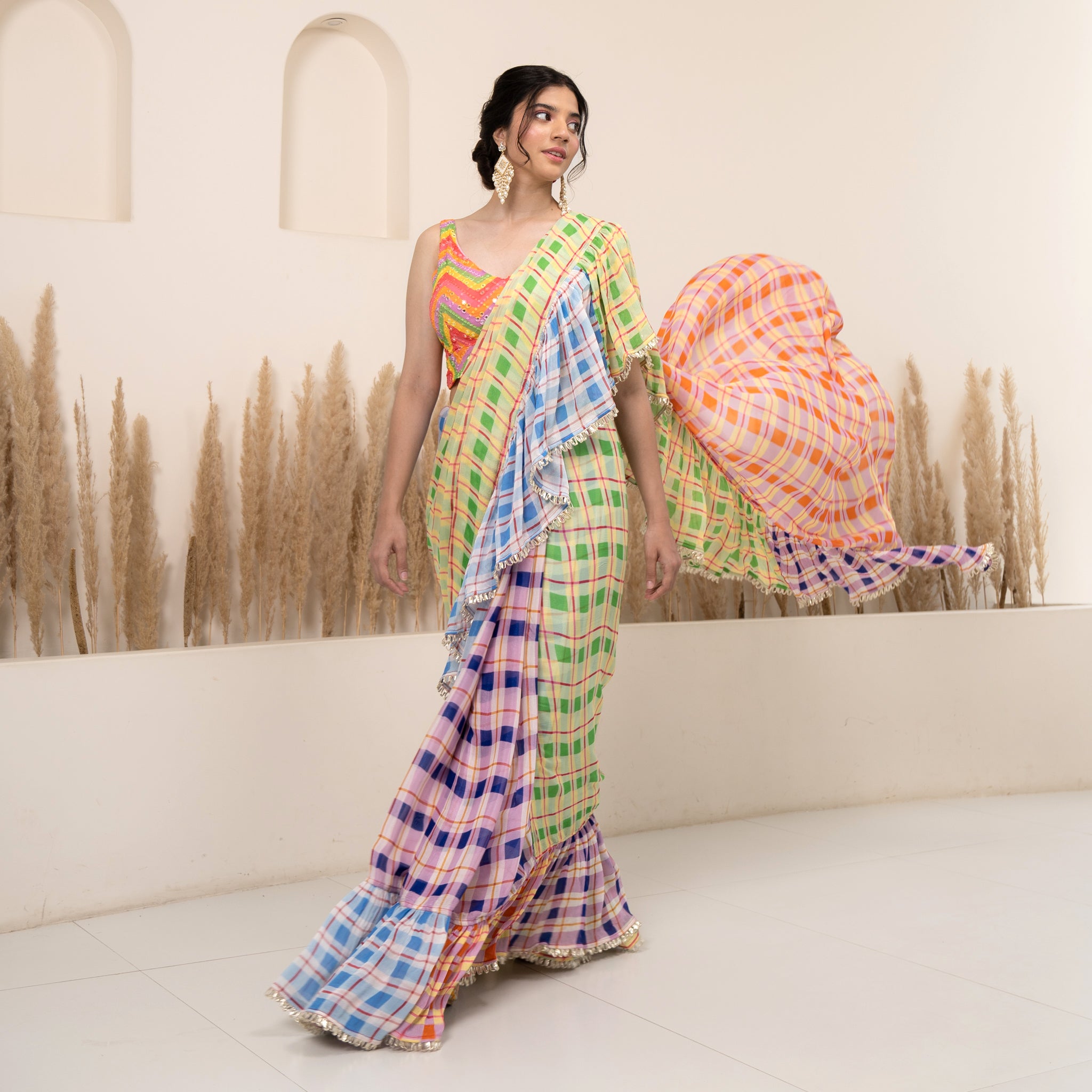 Festive Season With Beige MultiColor Chiffon Saree